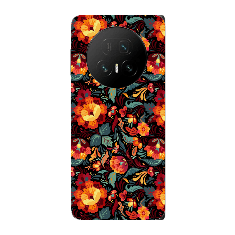 Honor Magic V5 Orange flowers Transparent Silicone TPU Θήκη